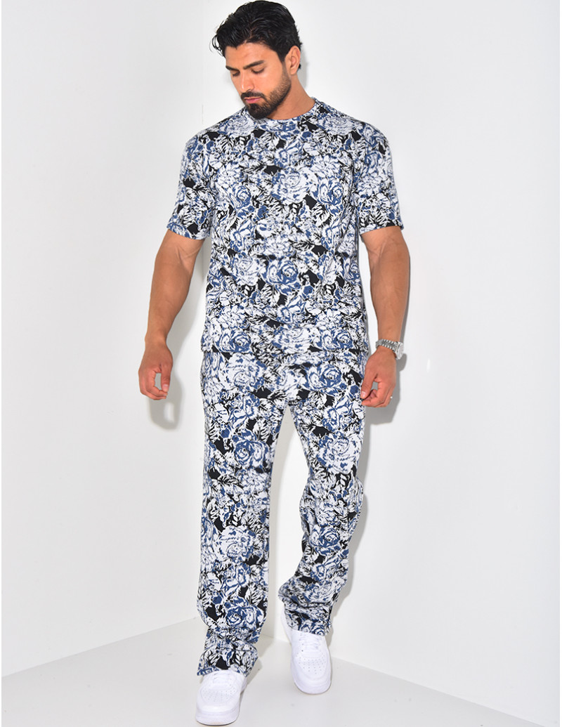 Ensemble pantalon et t-shirt imprimé fleurs