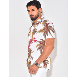 Chemise manches courtes à imprimé palmiers