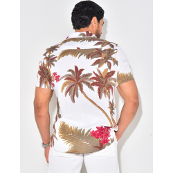 Chemise manches courtes à imprimé palmiers