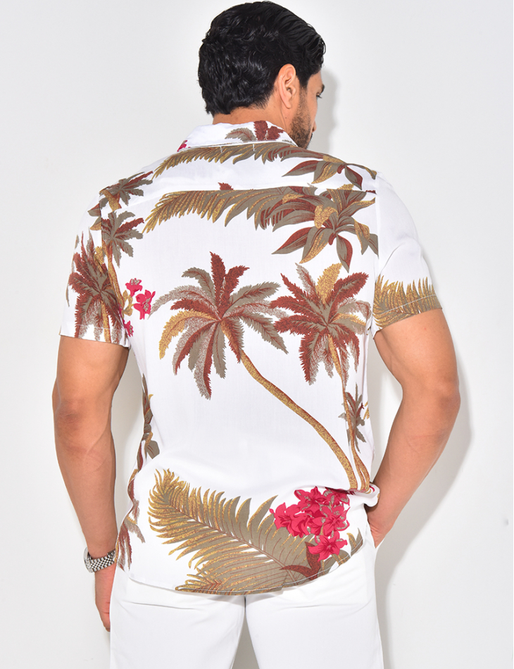 Chemise manches courtes à imprimé palmiers
