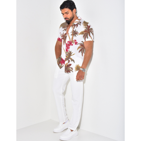 Chemise manches courtes à imprimé palmiers