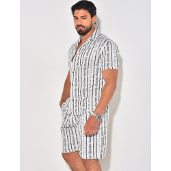 Ensemble short et chemise texturé à motifs Ensemble short et chemise texturé à motifs