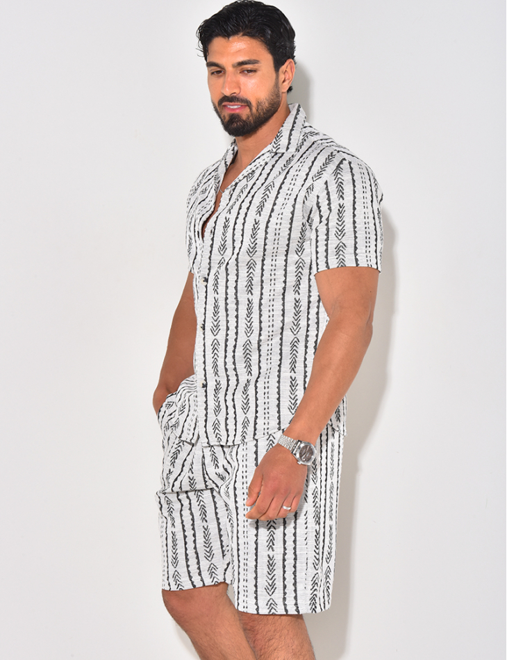 Ensemble short et chemise texturé à motifs Ensemble short et chemise texturé à motifs