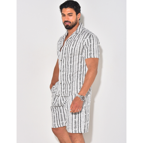 Ensemble short et chemise texturé à motifs Ensemble short et chemise texturé à motifs