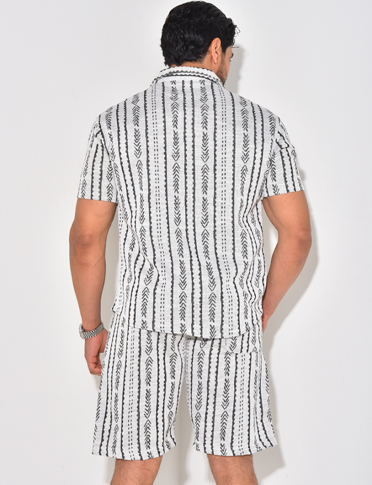 Ensemble short et chemise texturé à motifs Ensemble short et chemise texturé à motifs