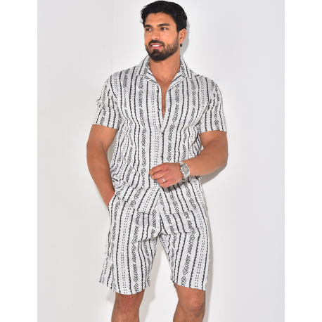 Ensemble short et chemise texturé à motifs