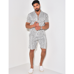 Ensemble short et chemise texturé à motifs Ensemble short et chemise texturé à motifs