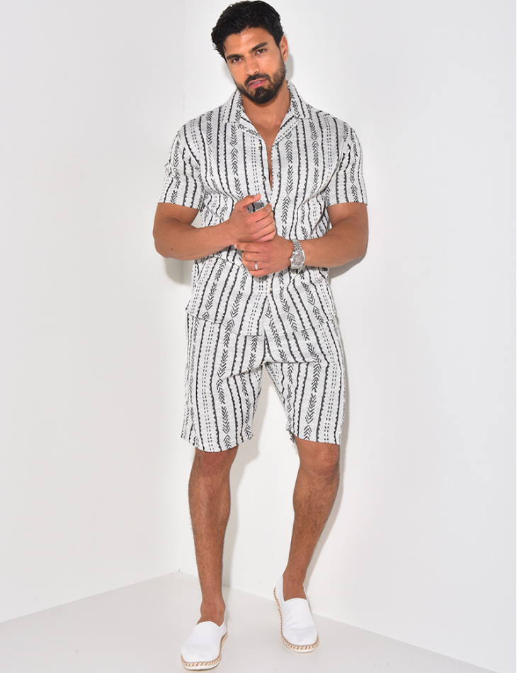 Ensemble short et chemise texturé à motifs Ensemble short et chemise texturé à motifs
