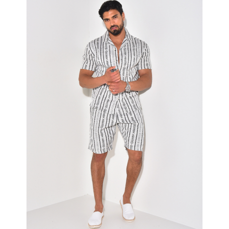 Ensemble short et chemise texturé à motifs Ensemble short et chemise texturé à motifs