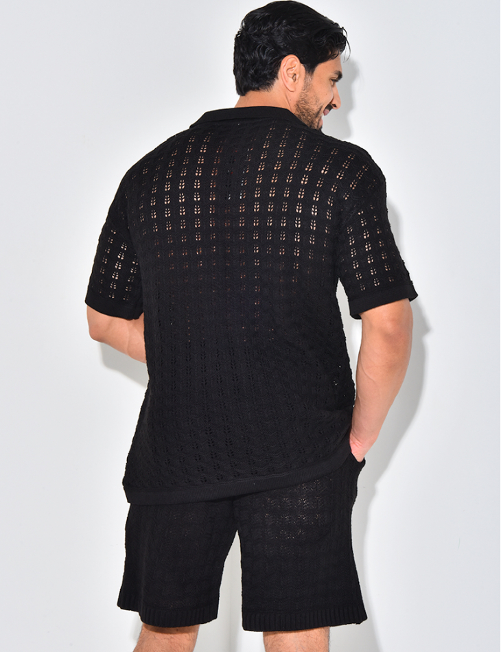 Ensemble short et polo ajouré