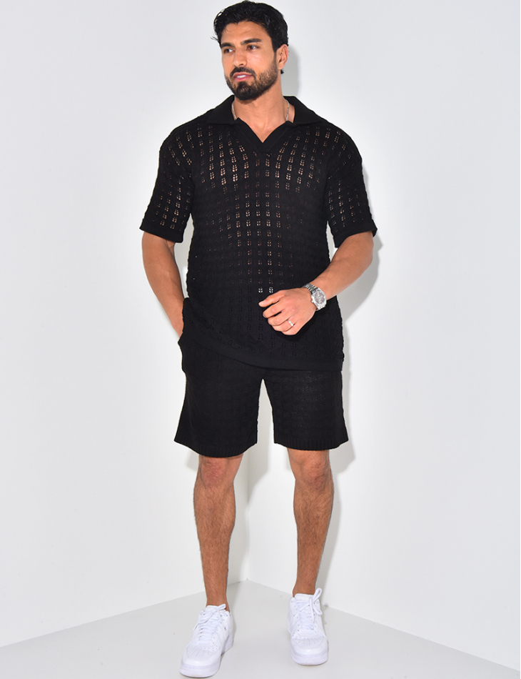 Ensemble short et polo ajouré