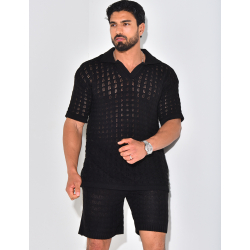 Ensemble short et polo ajouré