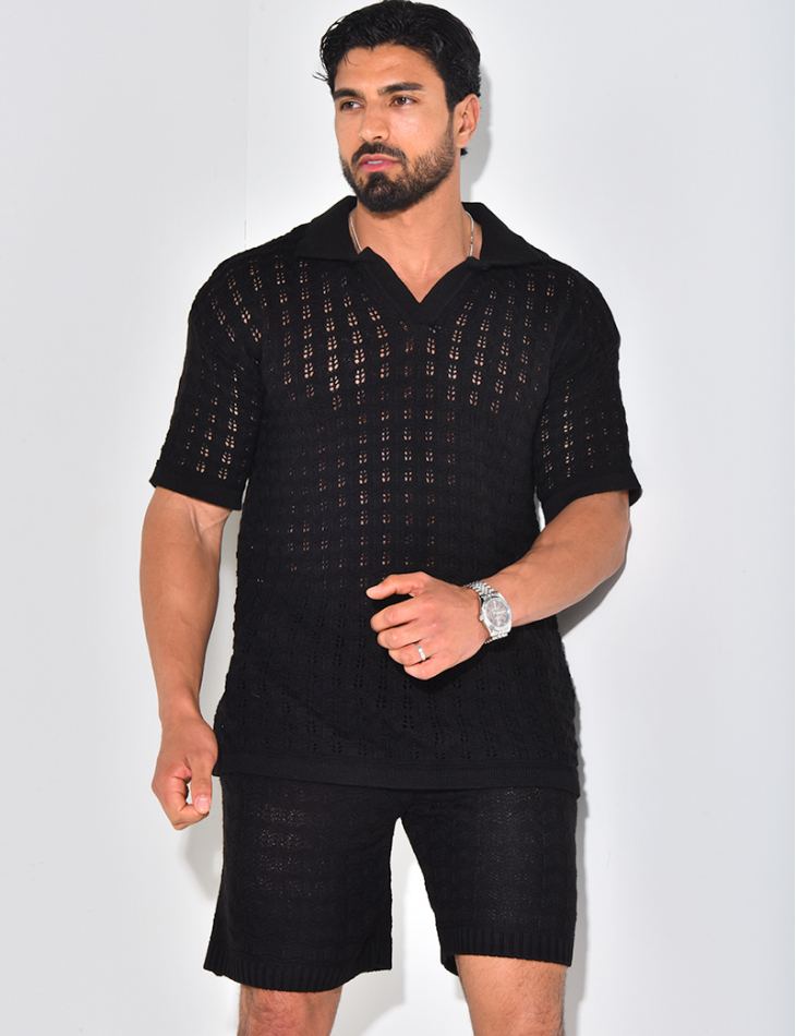 Ensemble short et polo ajouré