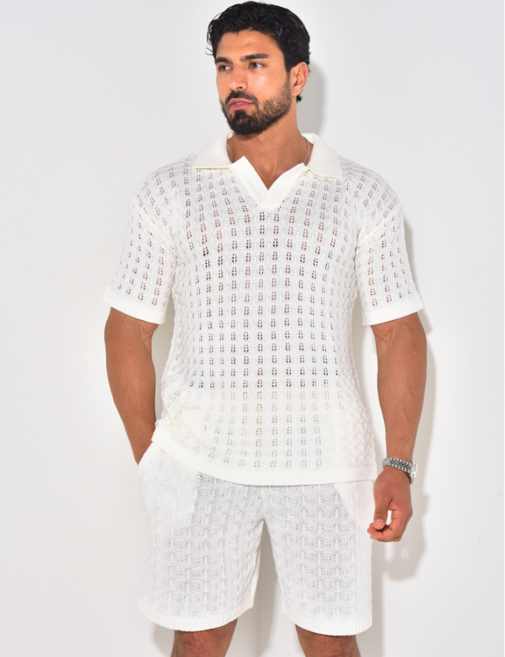 Ensemble short et polo ajouré Ensemble short et polo ajouré