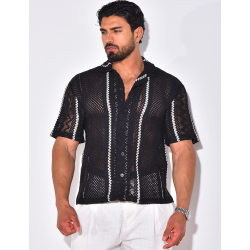 Chemise ajourée à rayures verticales Chemise ajourée à rayures verticales