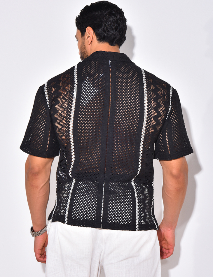 Chemise ajourée à rayures verticales Chemise ajourée à rayures verticales