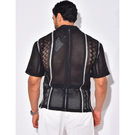 Chemise ajourée à rayures verticales Chemise ajourée à rayures verticales