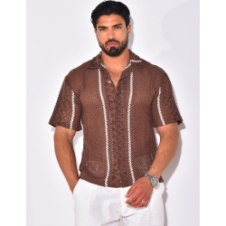 Chemise ajourée à rayures verticales Chemise ajourée à rayures verticales