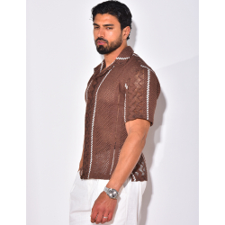 Chemise ajourée à rayures verticales Chemise ajourée à rayures verticales