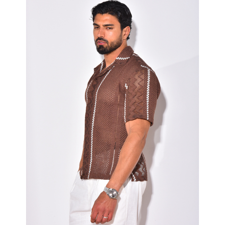 Chemise ajourée à rayures verticales Chemise ajourée à rayures verticales