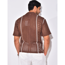 Chemise ajourée à rayures verticales Chemise ajourée à rayures verticales