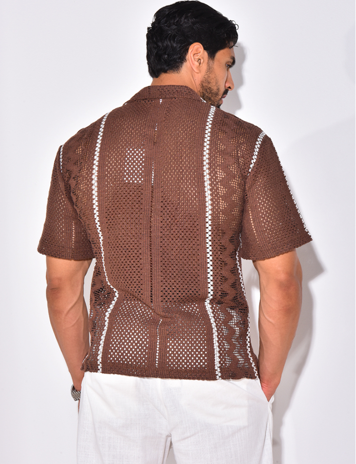 Chemise ajourée à rayures verticales Chemise ajourée à rayures verticales