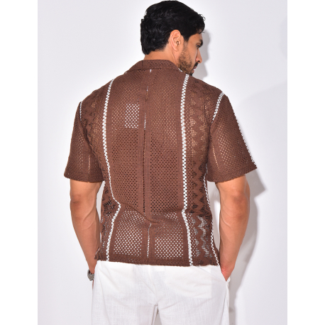 Chemise ajourée à rayures verticales Chemise ajourée à rayures verticales