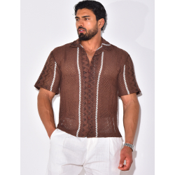 Chemise ajourée à rayures verticales Chemise ajourée à rayures verticales