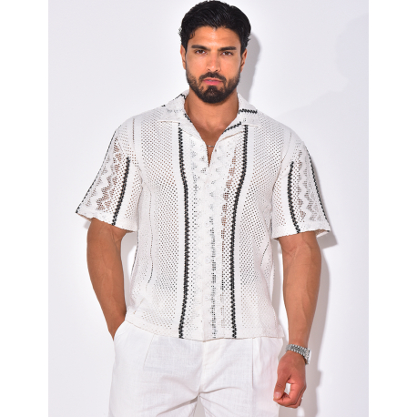 Chemise ajourée à rayures verticales Chemise ajourée à rayures verticales