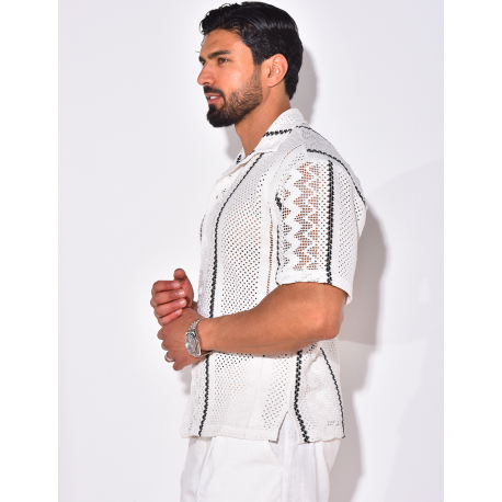 Chemise ajourée à rayures verticales Chemise ajourée à rayures verticales