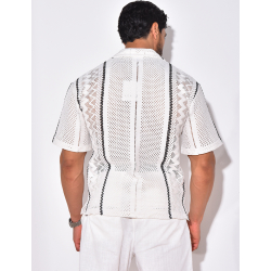 Chemise ajourée à rayures verticales Chemise ajourée à rayures verticales