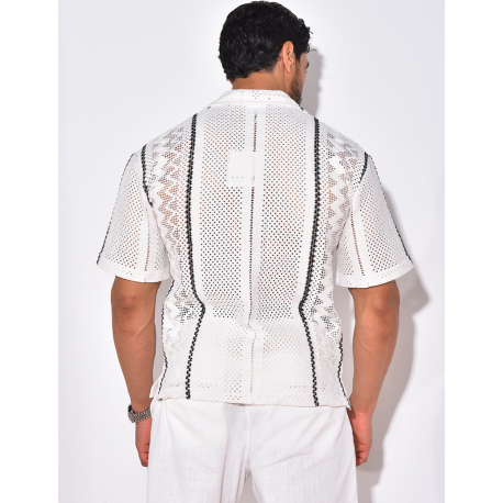 Chemise ajourée à rayures verticales Chemise ajourée à rayures verticales