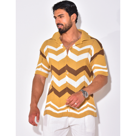 Chemise côtelée à rayures en zig zag Chemise côtelée à rayures en zig zag