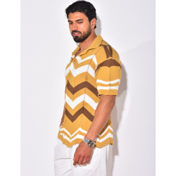 Chemise côtelée à rayures en zig zag Chemise côtelée à rayures en zig zag