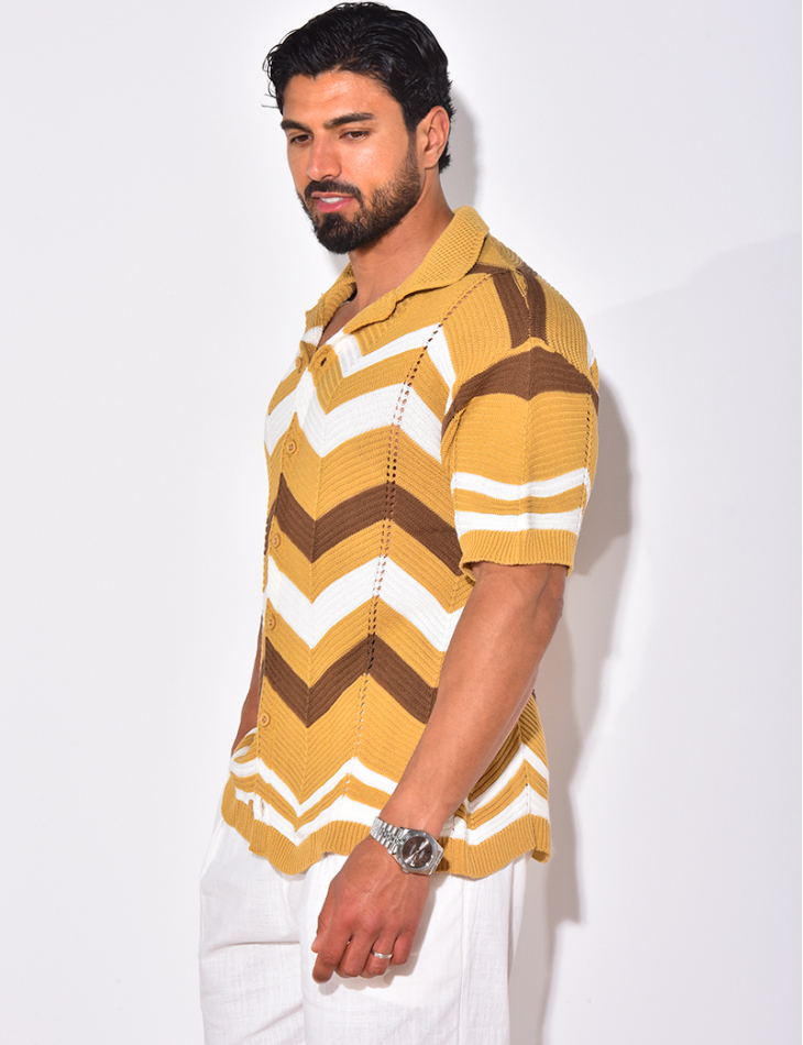 Chemise côtelée à rayures en zig zag Chemise côtelée à rayures en zig zag