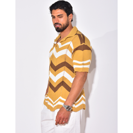 Chemise côtelée à rayures en zig zag Chemise côtelée à rayures en zig zag