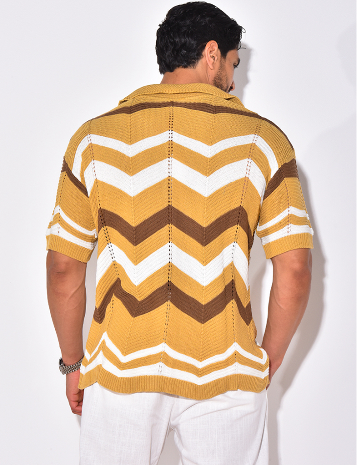 Chemise côtelée à rayures en zig zag Chemise côtelée à rayures en zig zag