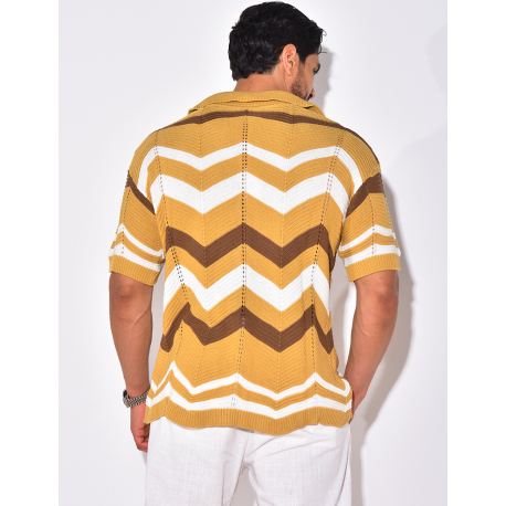 Chemise côtelée à rayures en zig zag Chemise côtelée à rayures en zig zag