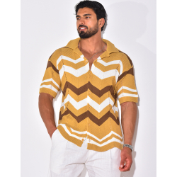 Chemise côtelée à rayures en zig zag Chemise côtelée à rayures en zig zag
