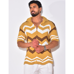 Chemise côtelée à rayures en zig zag Chemise côtelée à rayures en zig zag