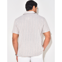 Chemise manches courtes en lin à rayures Chemise manches courtes en lin à rayures