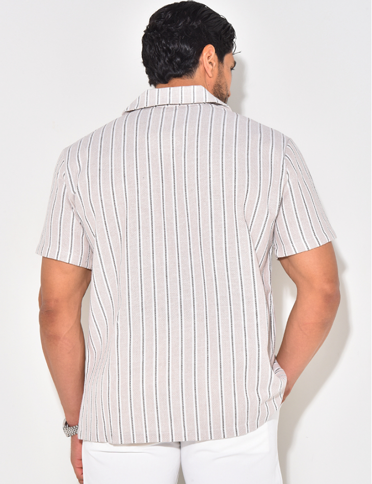 Chemise manches courtes en lin à rayures Chemise manches courtes en lin à rayures
