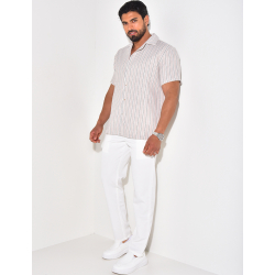 Chemise manches courtes en lin à rayures Chemise manches courtes en lin à rayures