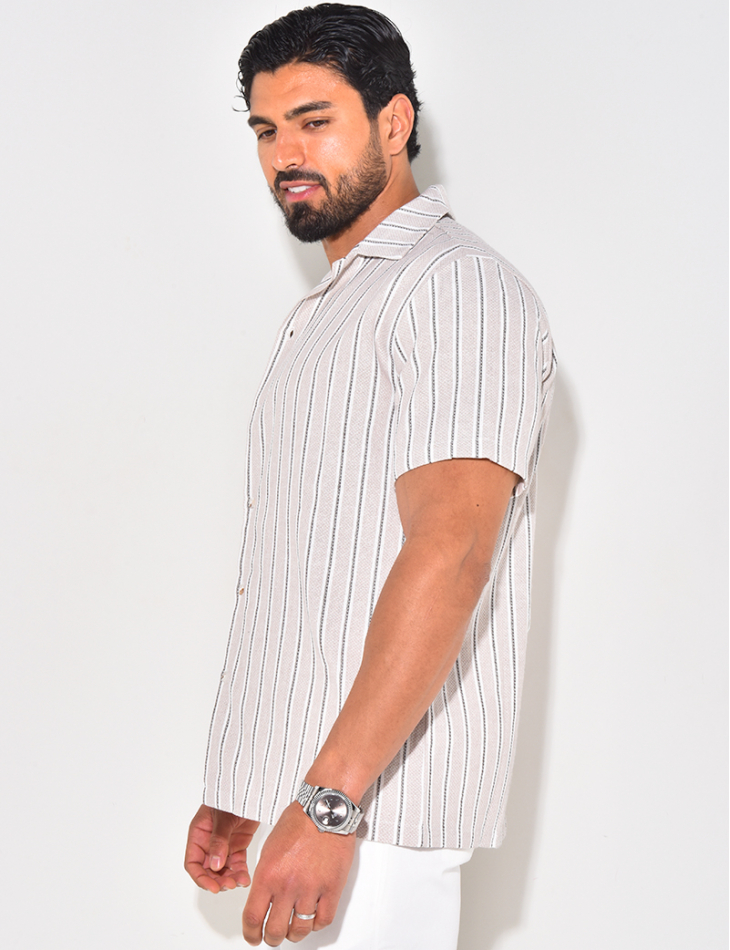 Chemise manches courtes en lin à rayures Chemise manches courtes en lin à rayures