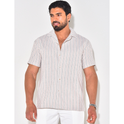 Chemise manches courtes en lin à rayures Chemise manches courtes en lin à rayures
