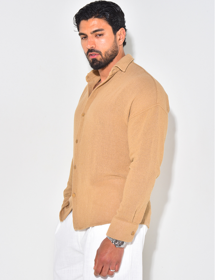 Chemise manches longues nid d'abeille