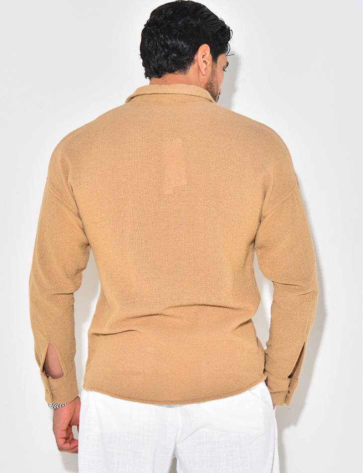 Chemise manches longues nid d'abeille