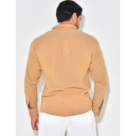 Chemise manches longues nid d'abeille