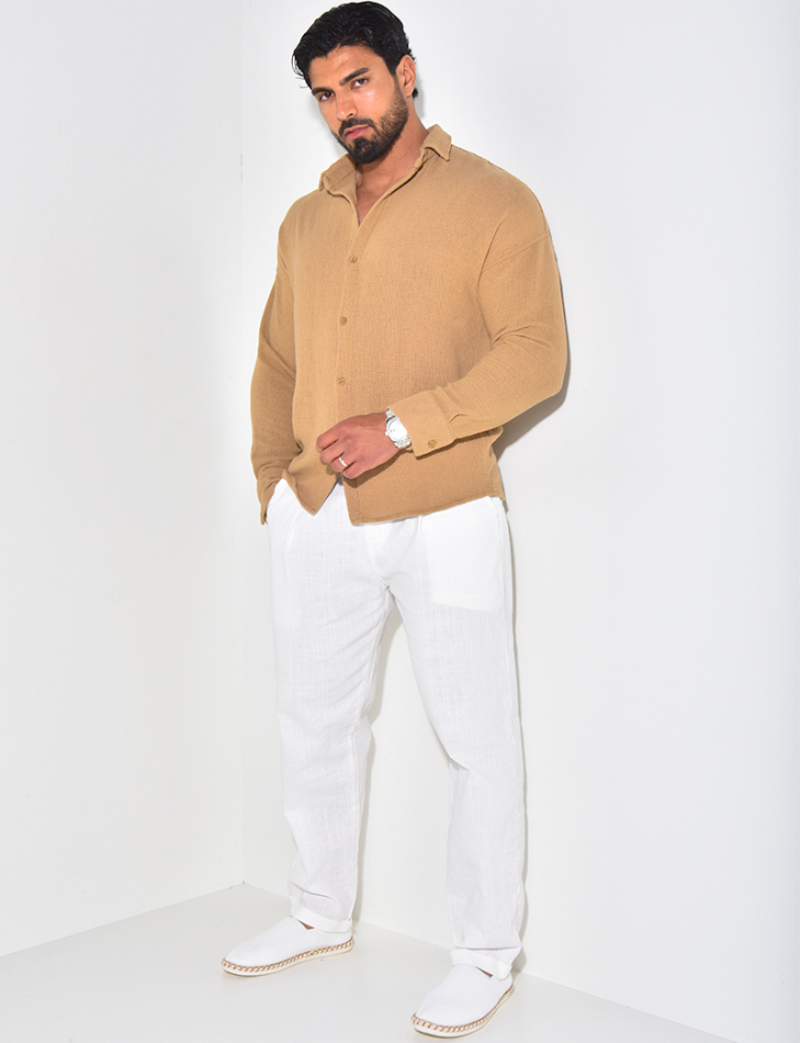 Chemise manches longues nid d'abeille