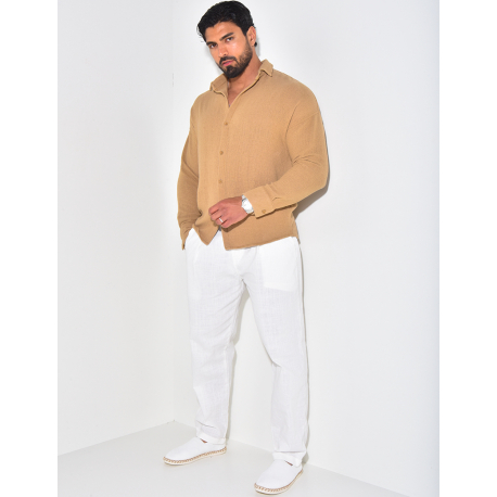 Chemise manches longues nid d'abeille